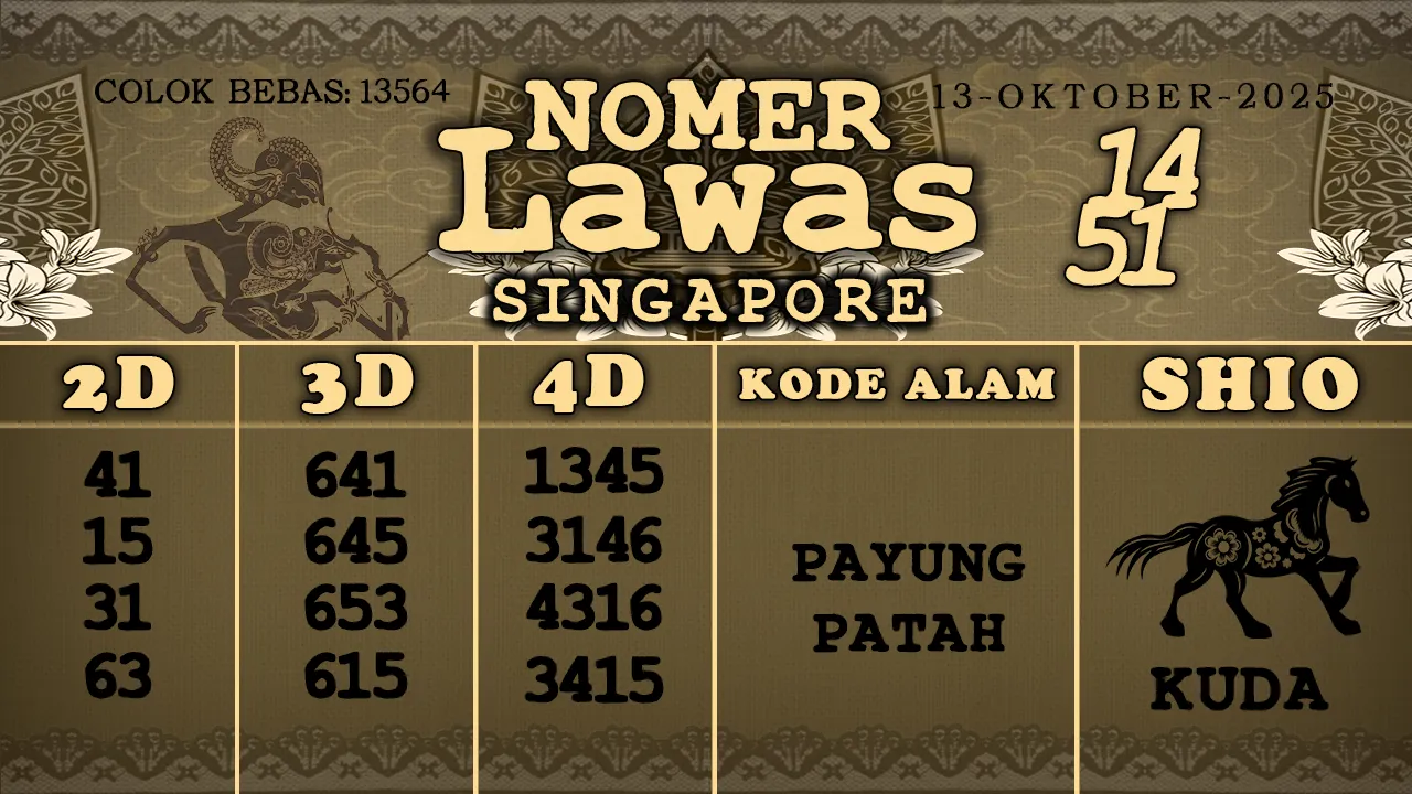 syair Nomer Lawas Singapore 13 10 2025