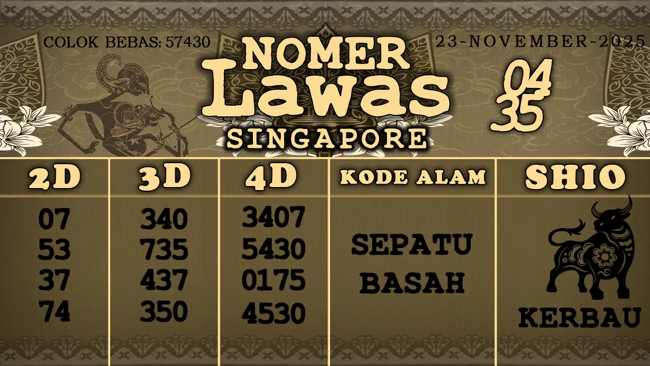 syair Nomer Lawas Singapore 23 11 2025