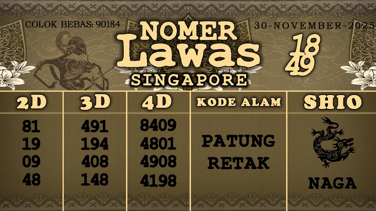 syair Nomer Lawas Singapore 30 11 2025