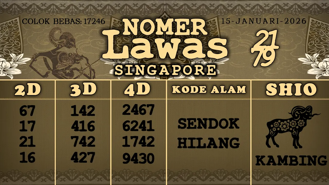 syair Nomer Lawas Singapore 15 01 2026