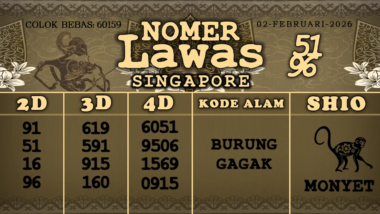 syair Nomer Lawas Singapore 02 02 2026