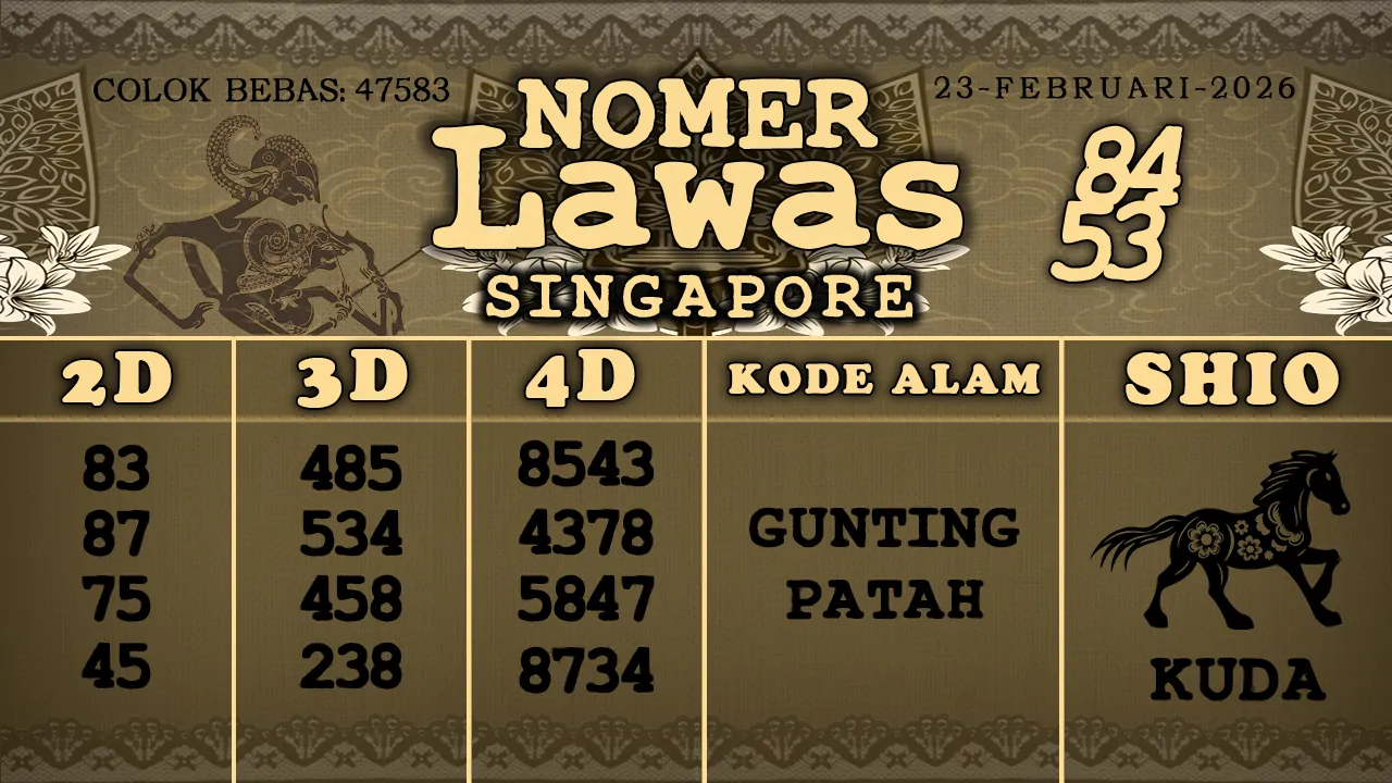 syair Nomer Lawas Singapore 23 02 2026