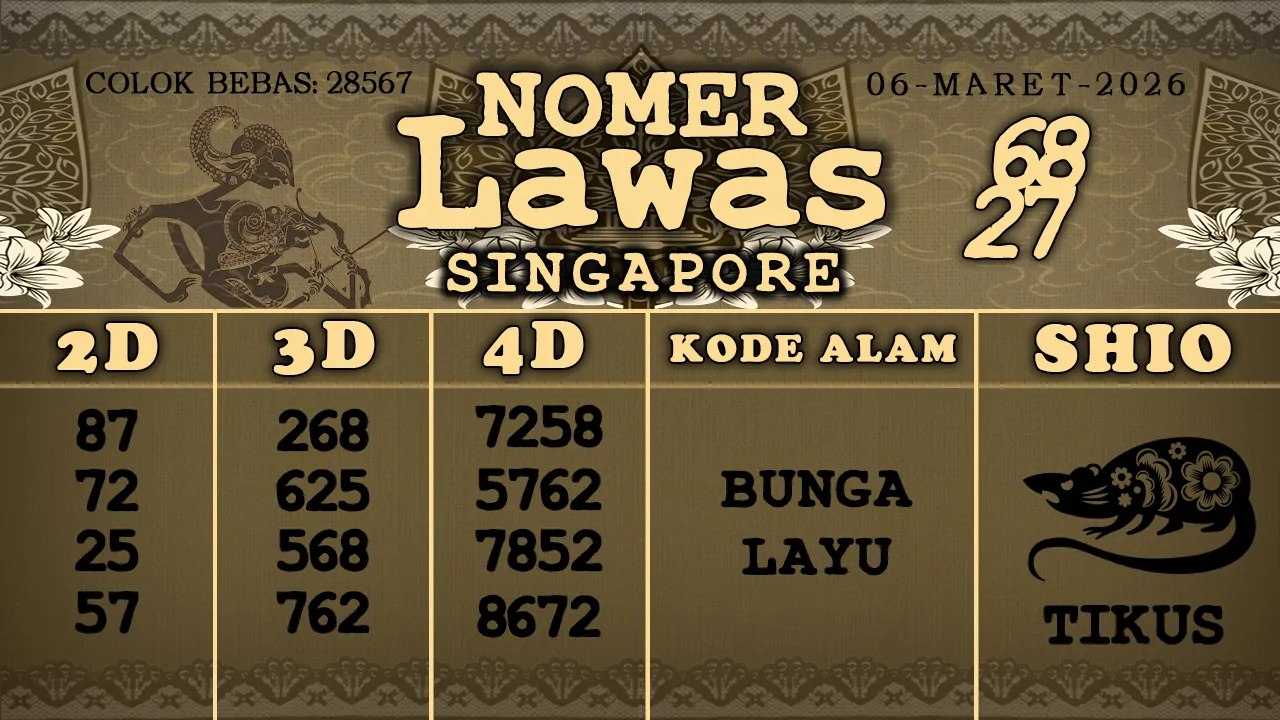 syair Nomer Lawas Singapore 06 03 2026