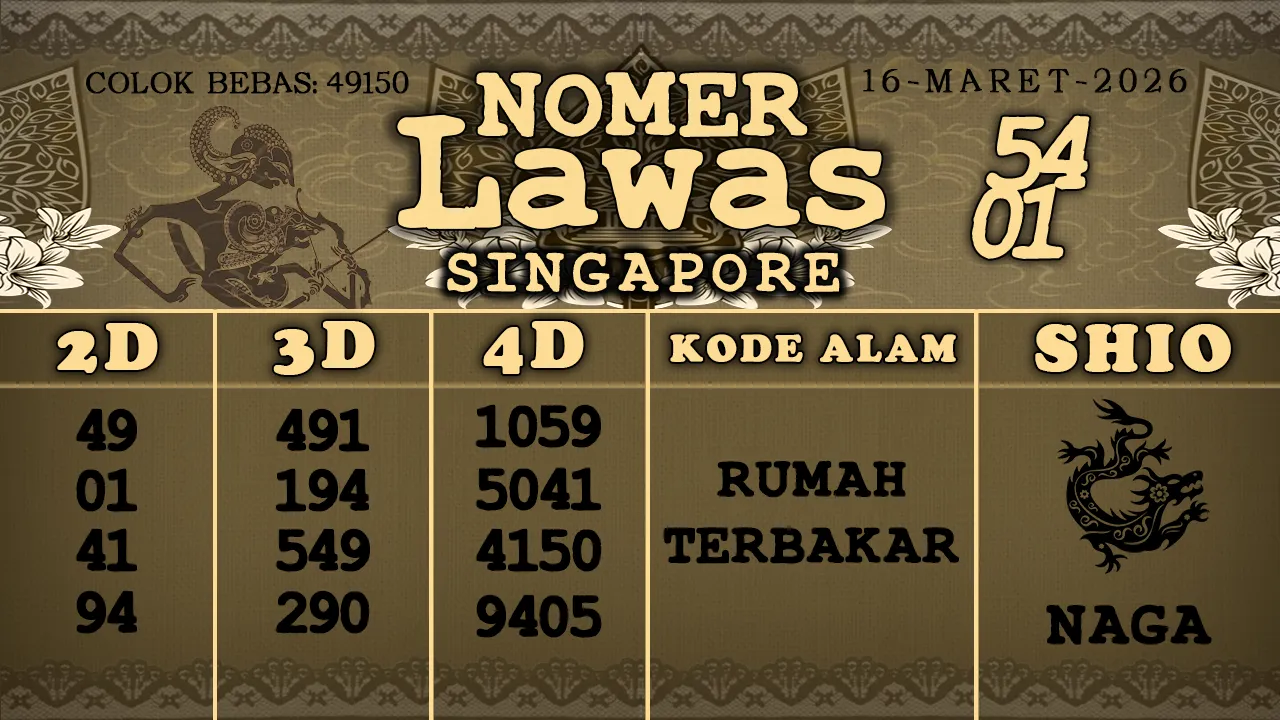 syair Nomer Lawas Singapore 16 03 2026