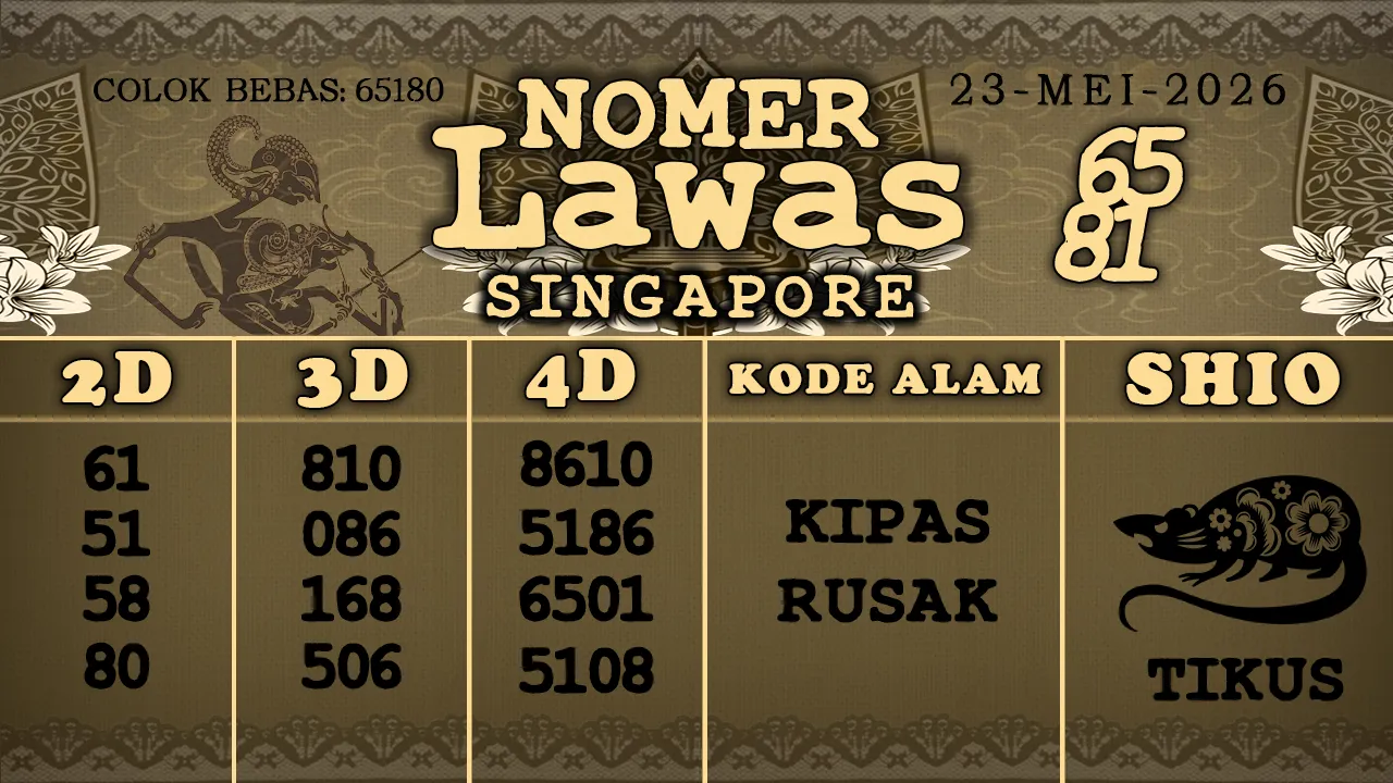 syair Nomer Lawas Singapore 23 05 2026