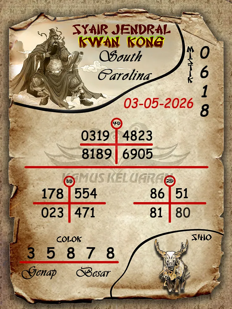 Syair Jendral Kwan Kong South Carolina 03 05 2026