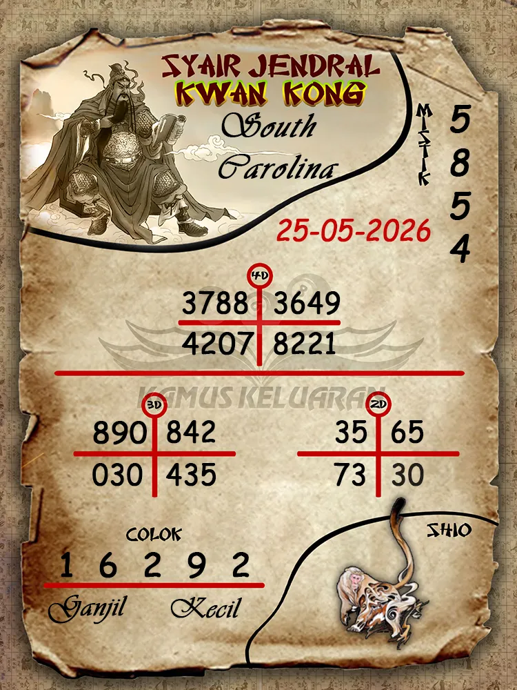 Syair Jendral Kwan Kong South Carolina 25 05 2026