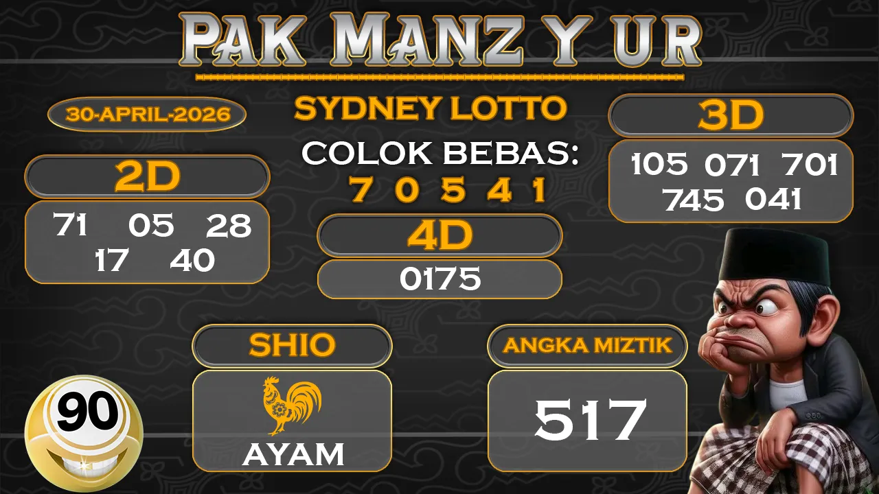 Syair pak manzyur sydney lotto 30 04 2026