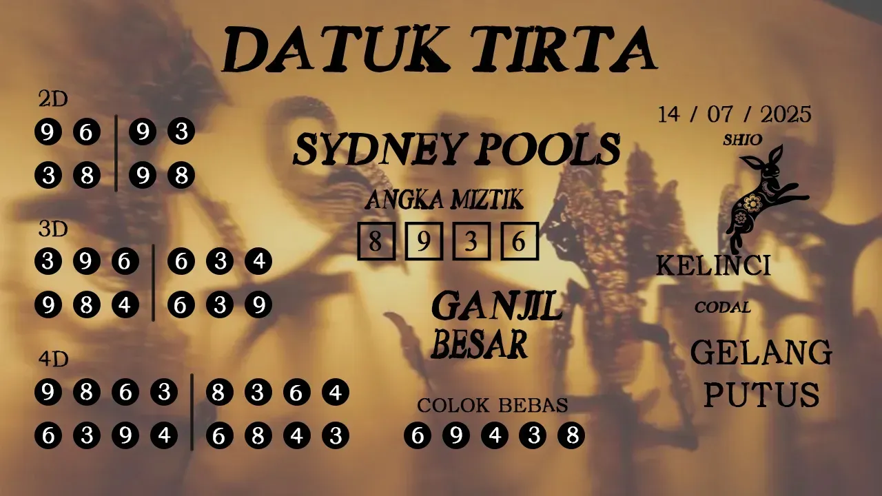 syair Datuk Tirta Sydney Pools 14 07 2025