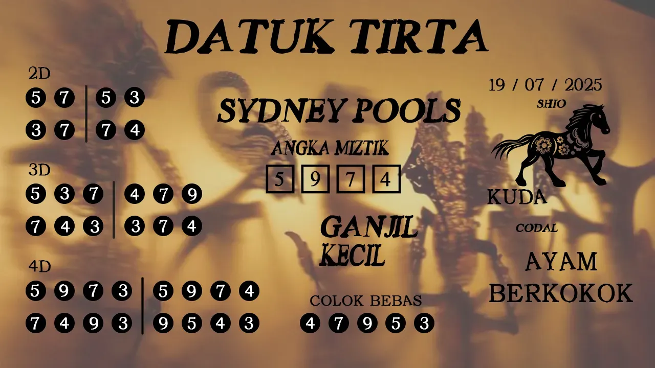 syair Datuk Tirta Sydney Pools 19 07 2025