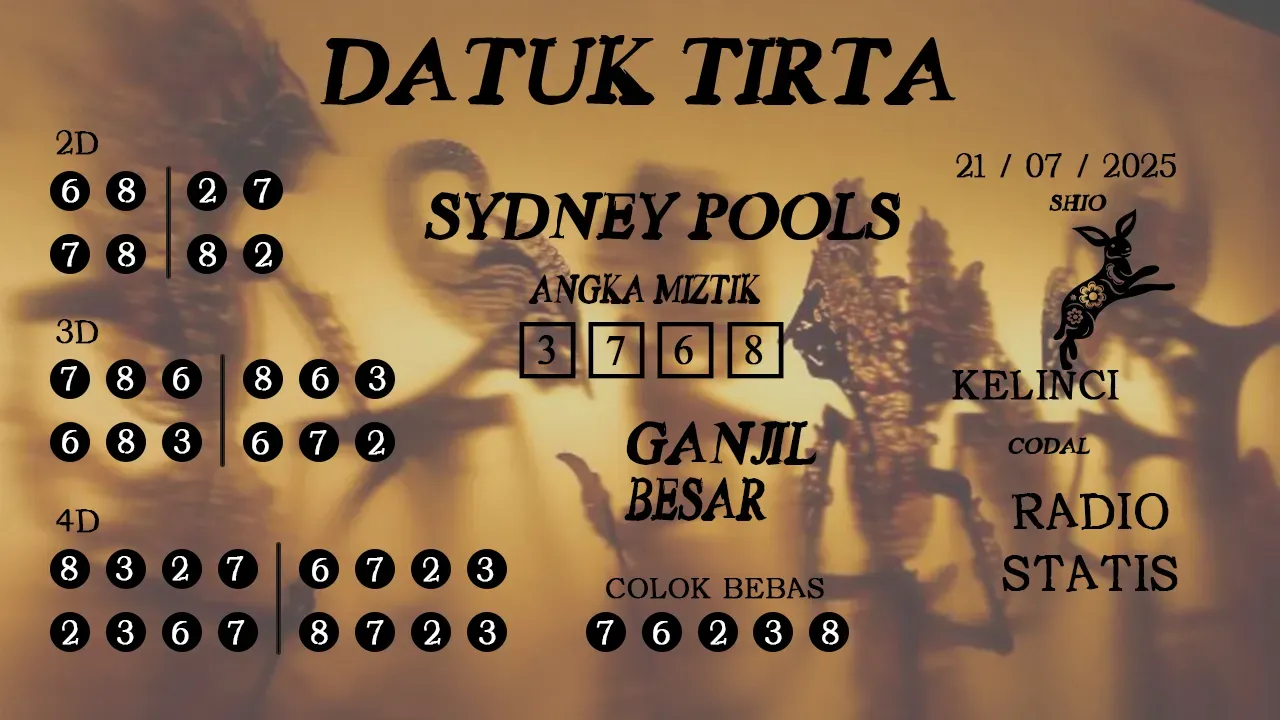 syair Datuk Tirta Sydney Pools 21 07 2025