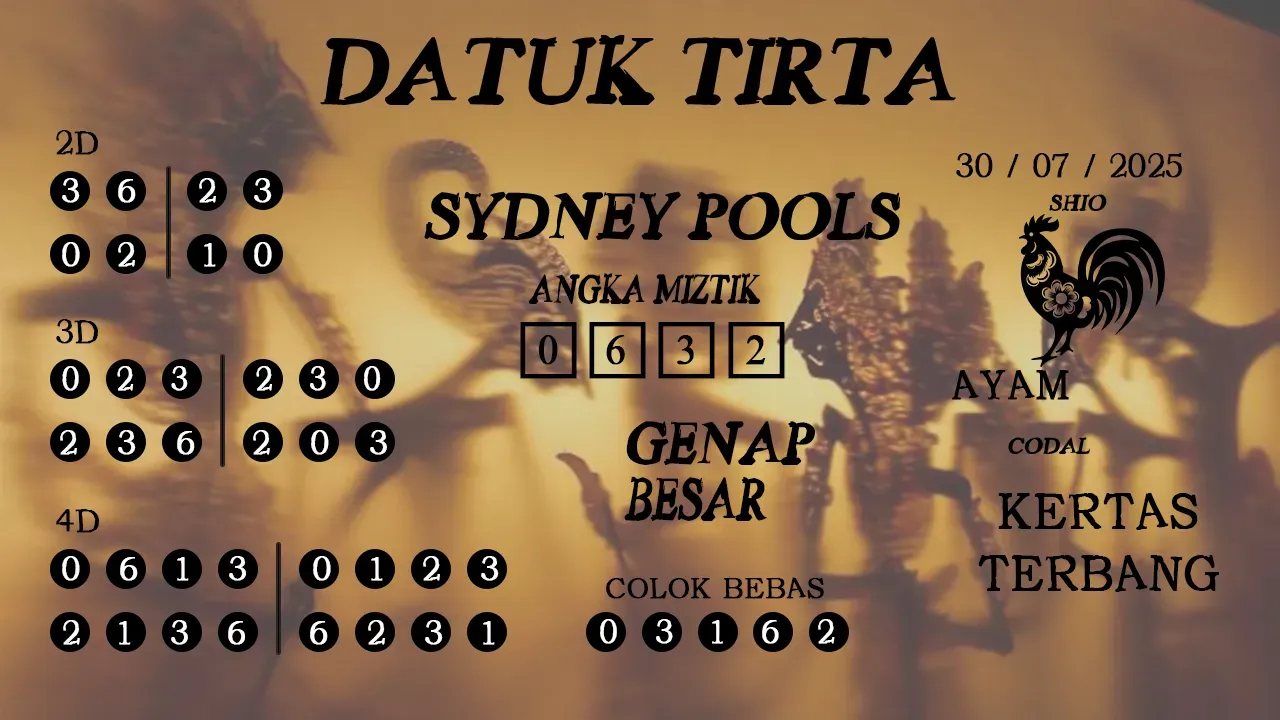 syair Datuk Tirta Sydney Pools 30 07 2025