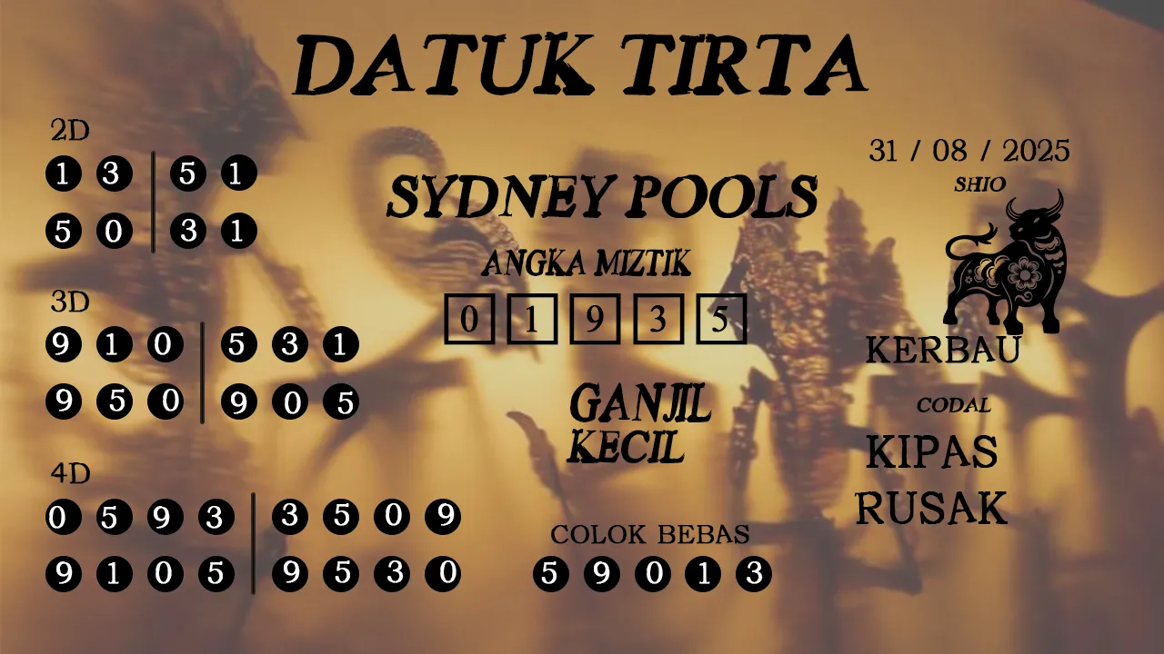 syair Datuk Tirta Sydney Pools 31 08 2025