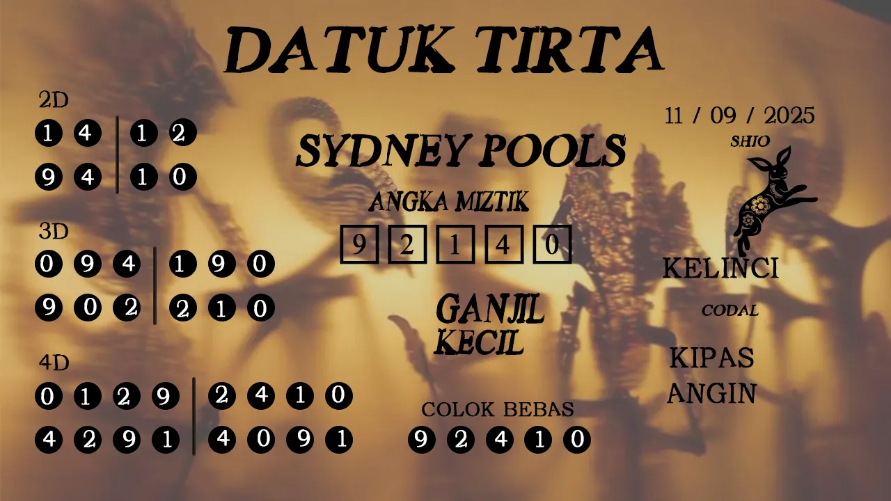 syair Datuk Tirta Sydney Pools 11 09 2025