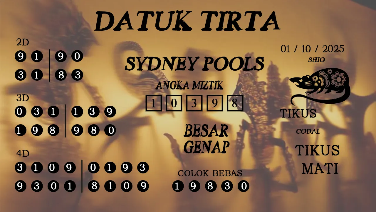 syair Datuk Tirta Sydney Pools 01 10 2025