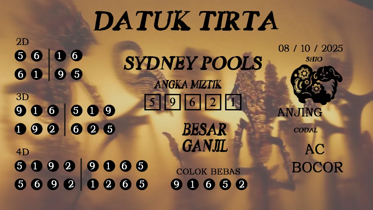 syair Datuk Tirta Sydney Pools 08 10 2025