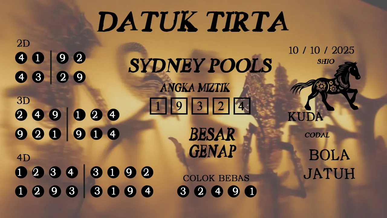 Syair datuk tirta sydney pools 10 10 2025