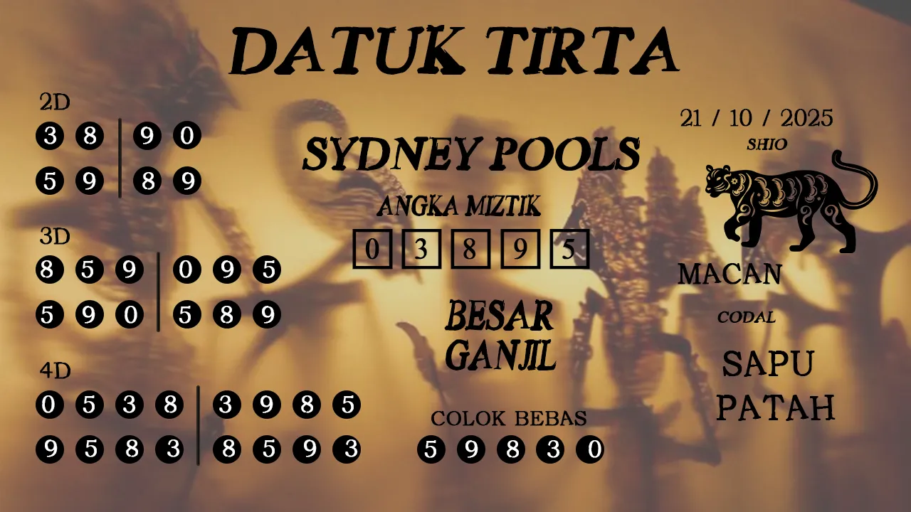 Syair datuk tirta sydney pools 21 10 2025