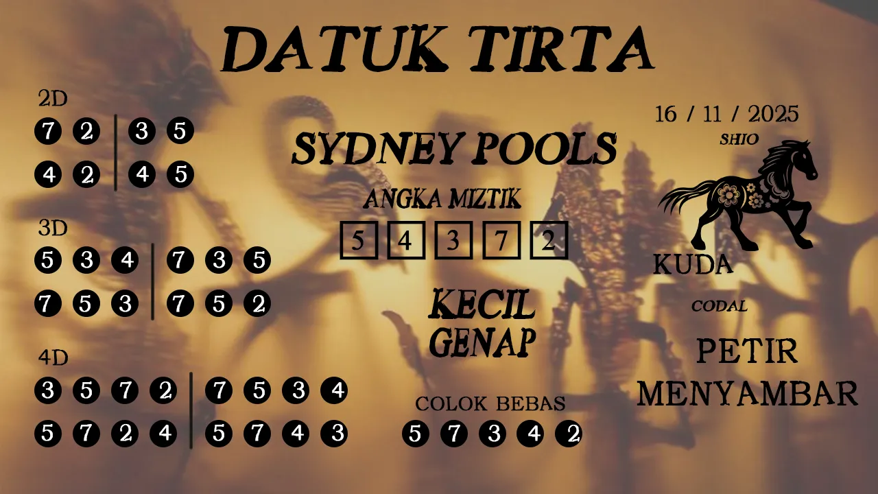 Syair datuk tirta sydney pools 16 11 2025