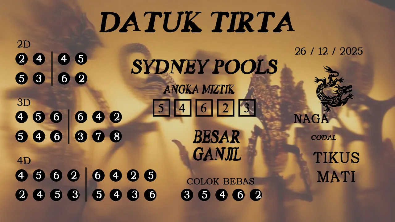 Syair datuk tirta sydney pools 26 12 2025