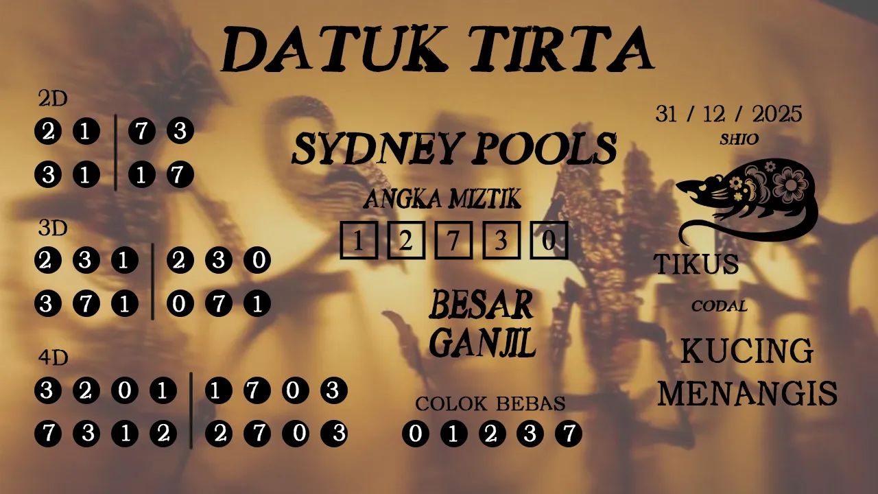 Syair datuk tirta sydney pools 31 12 2025