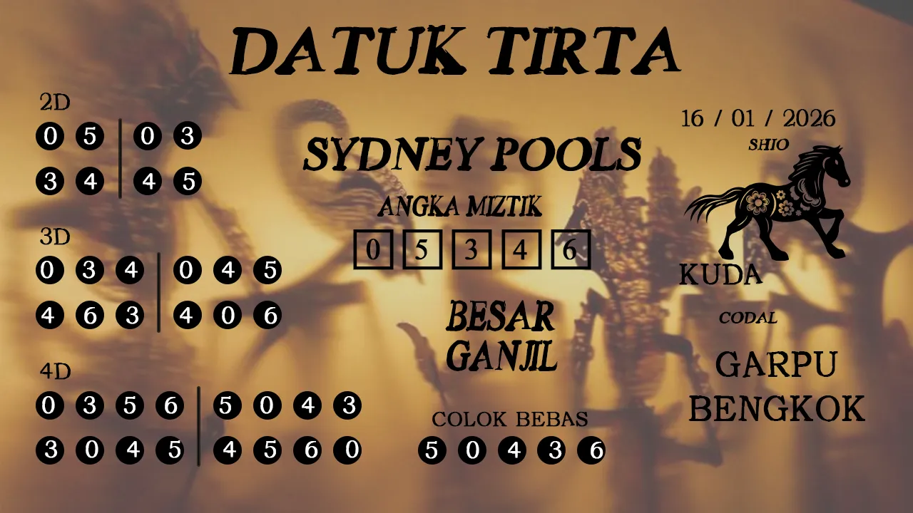 Syair datuk tirta sydney pools 16 01 2026