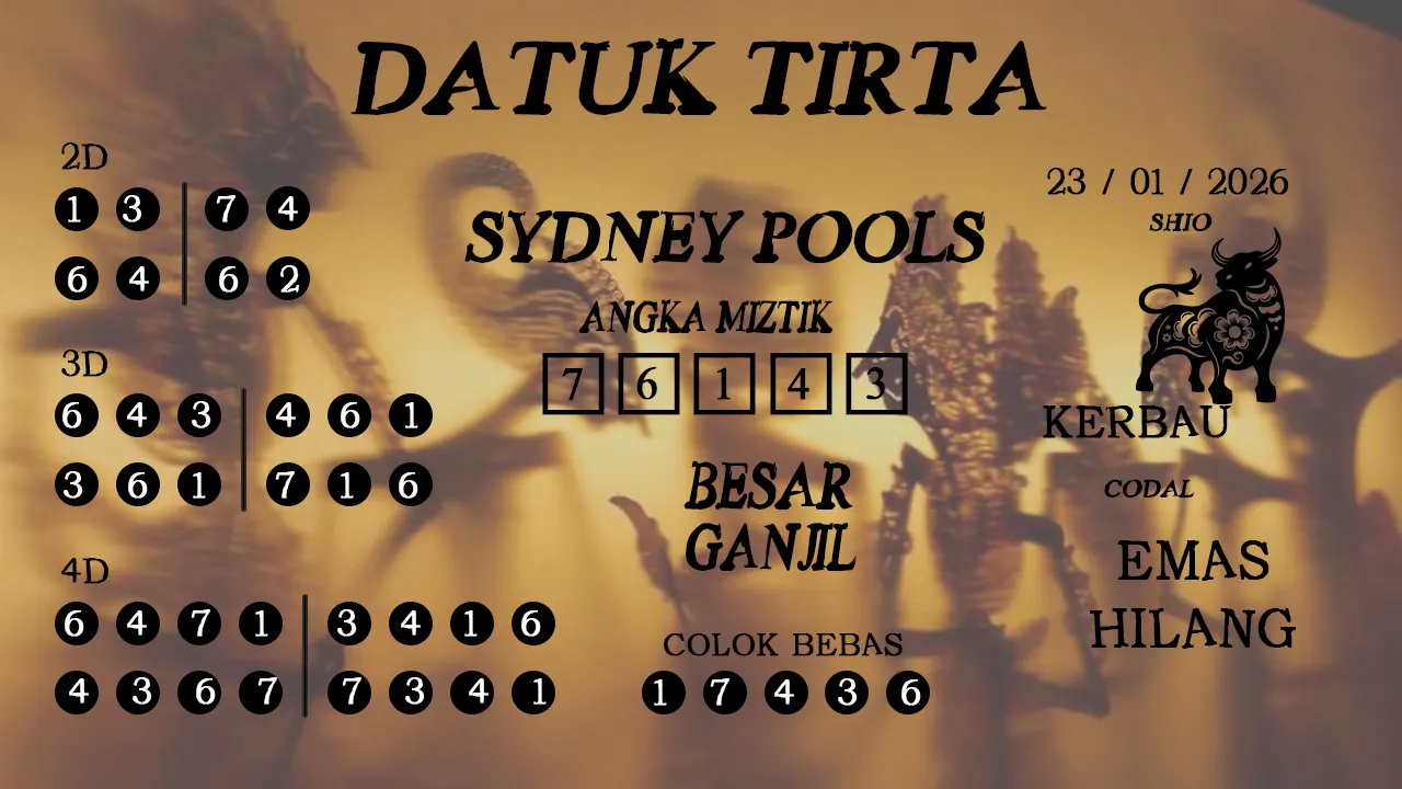 Syair datuk tirta sydney pools 23 01 2026