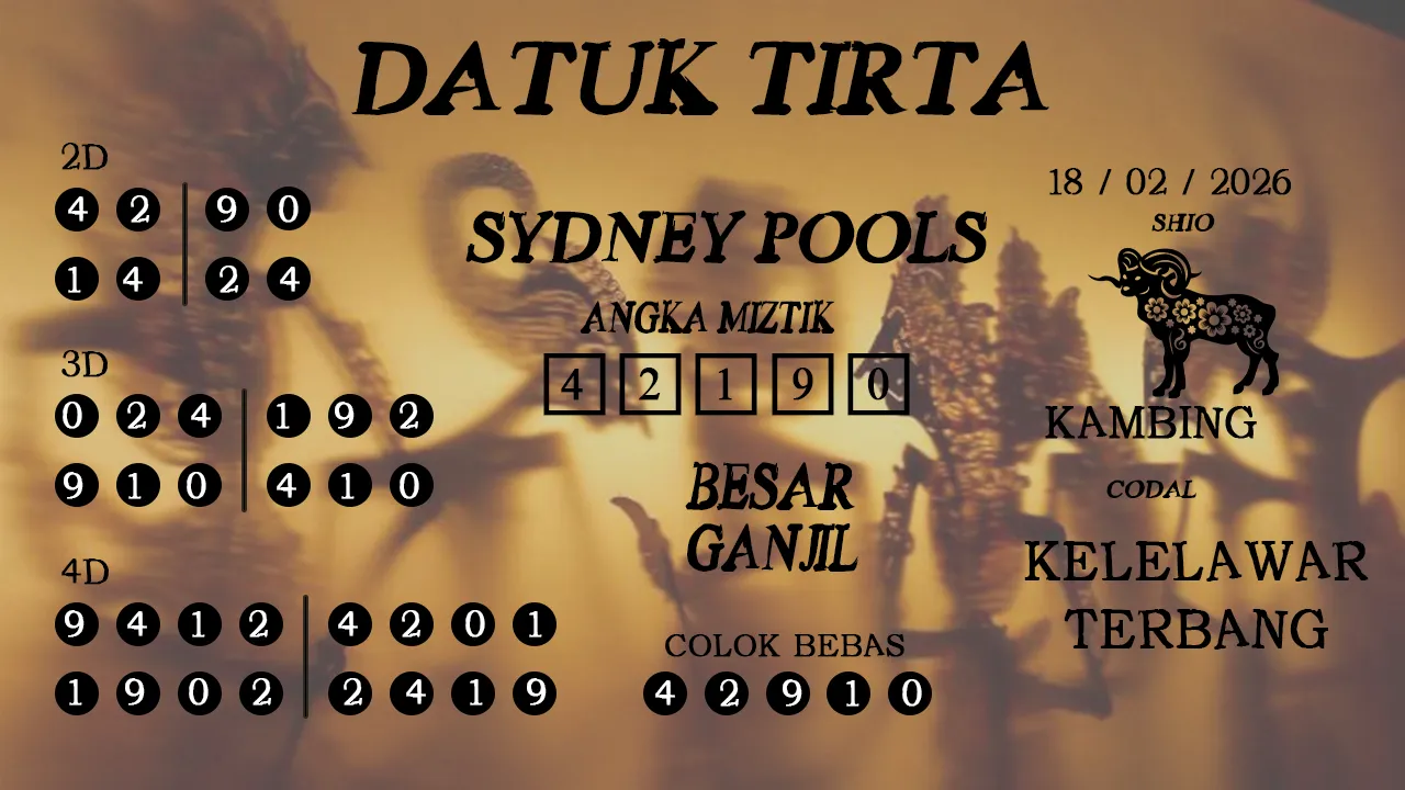 Syair datuk tirta sydney pools 18 02 2026