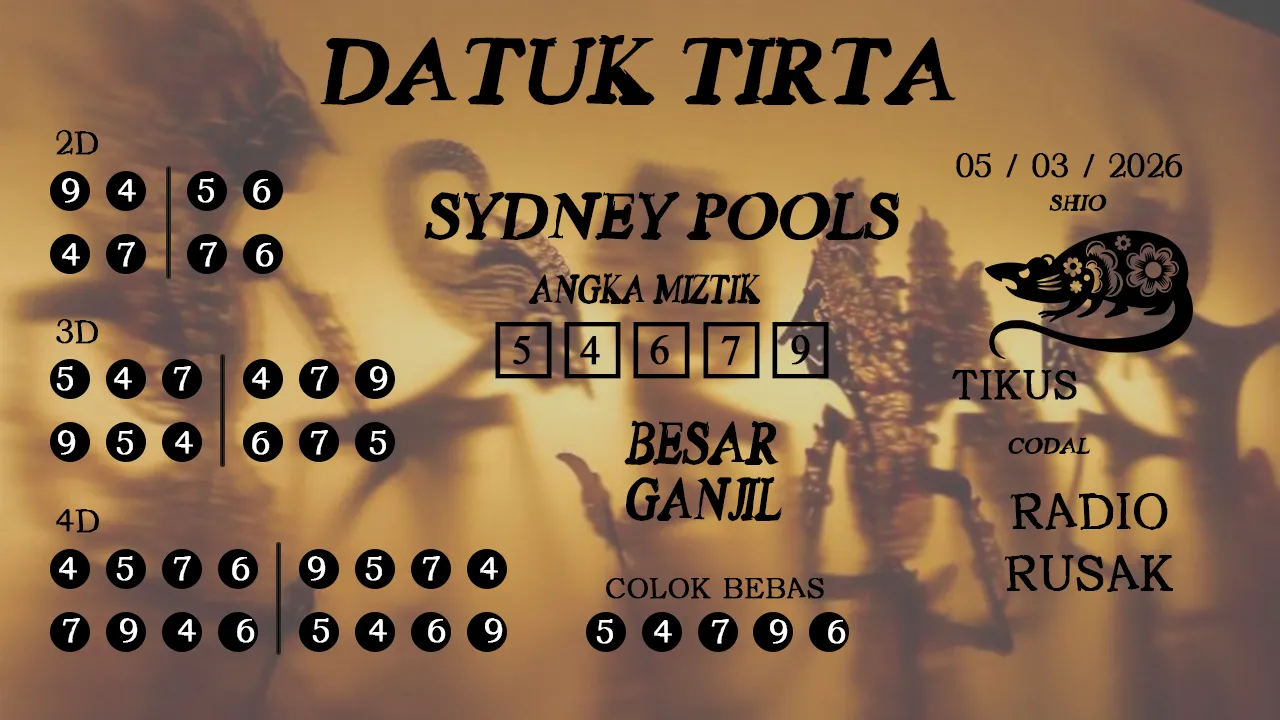 Syair datuk tirta sydney pools 05 03 2026