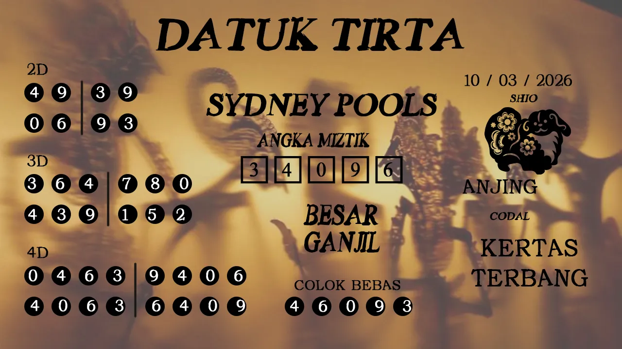 Syair datuk tirta sydney pools 10 03 2026