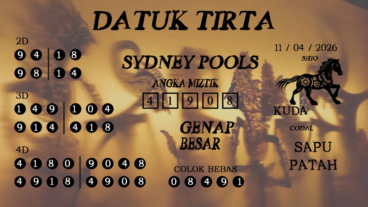 Syair datuk tirta sydney pools 11 04 2026