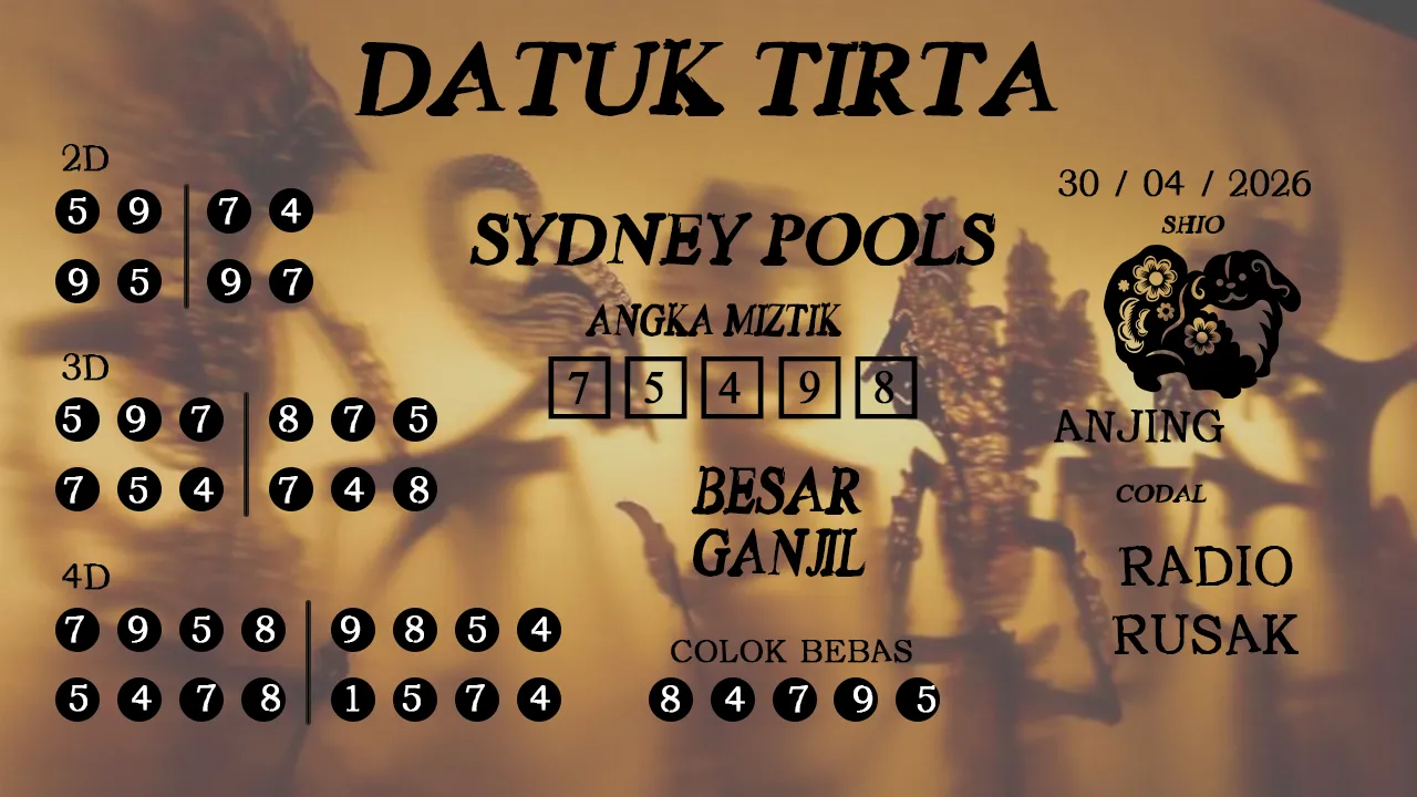 Syair datuk tirta sydney pools 30 04 2026