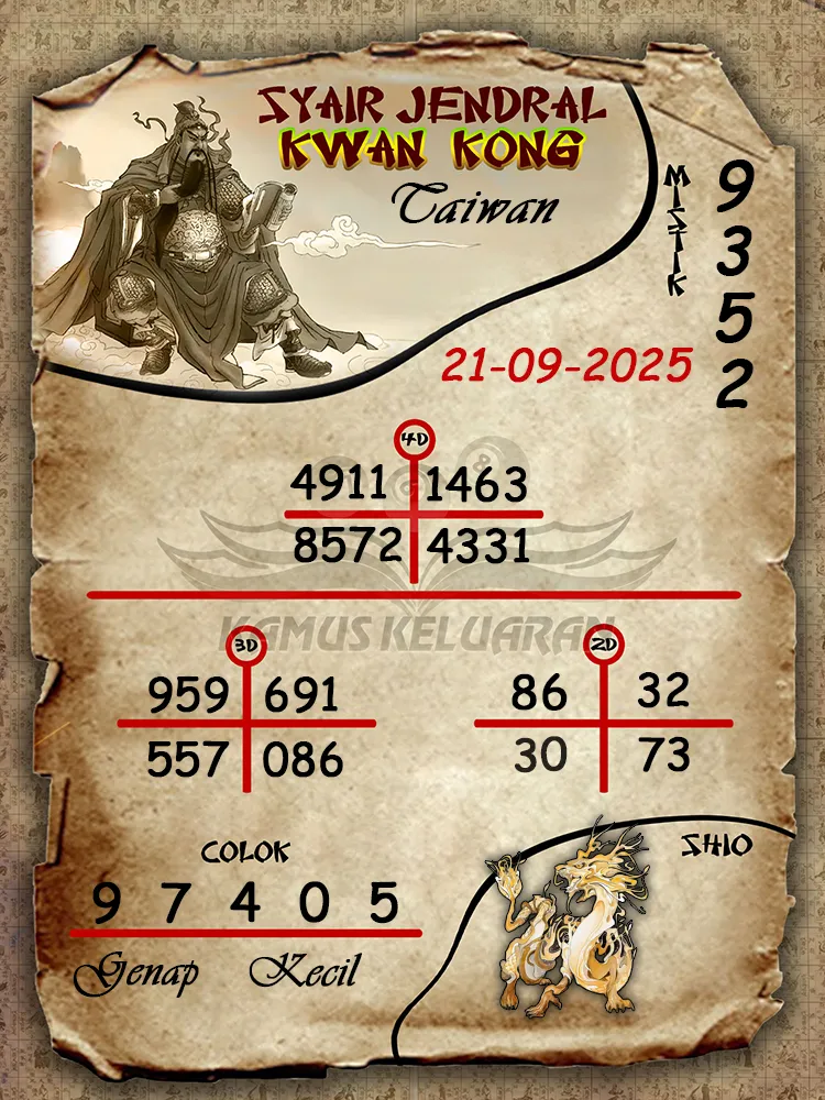 syair jendral kwan kong Taiwan 21 09 2025