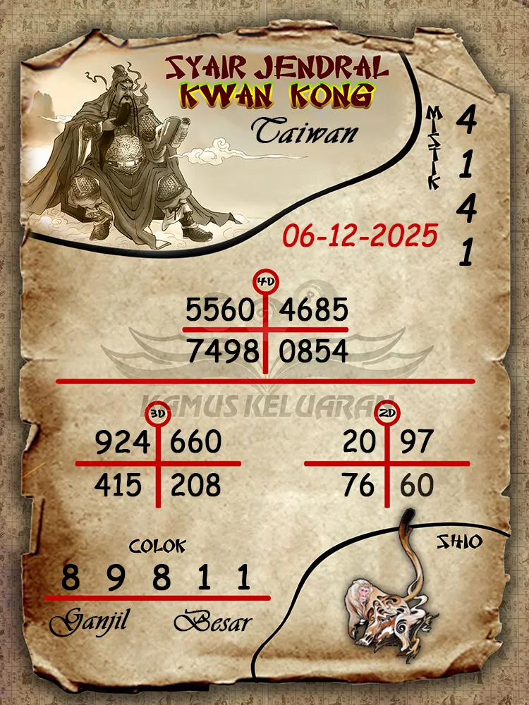 Syair Jendral Kwan Kong Taiwan 06 12 2025