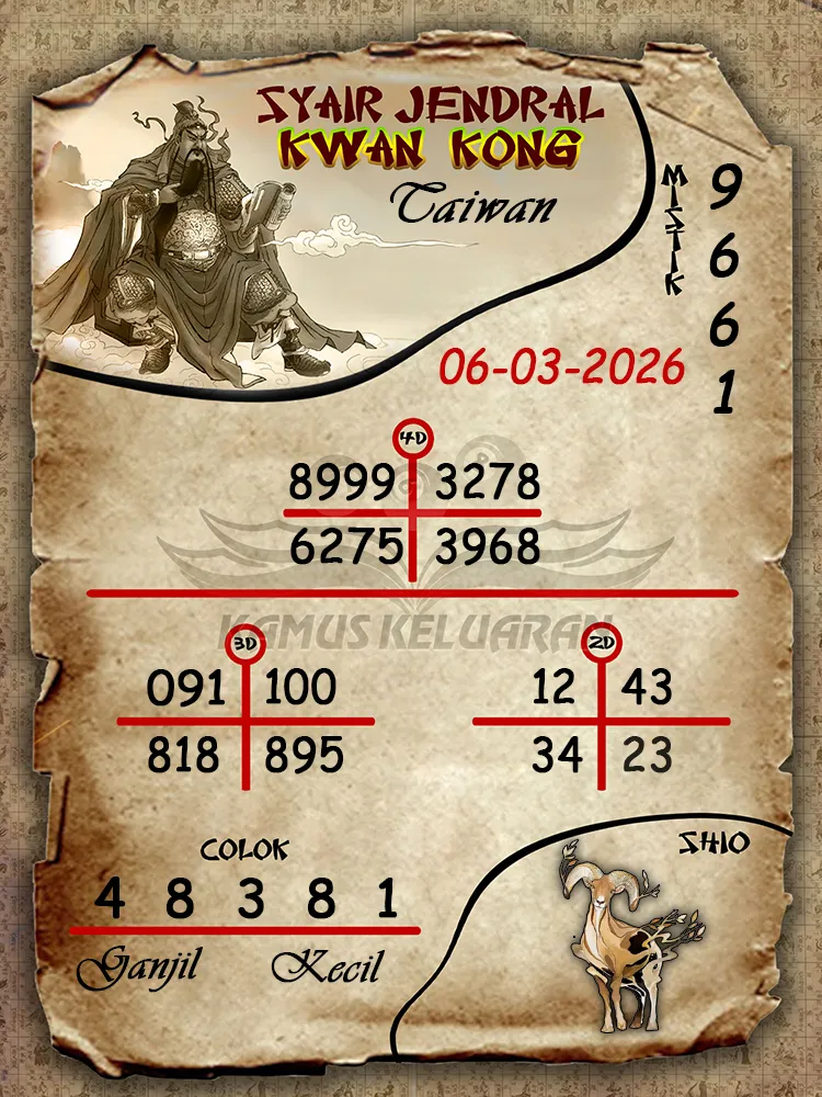 Syair Jendral Kwan Kong Taiwan 06 03 2026