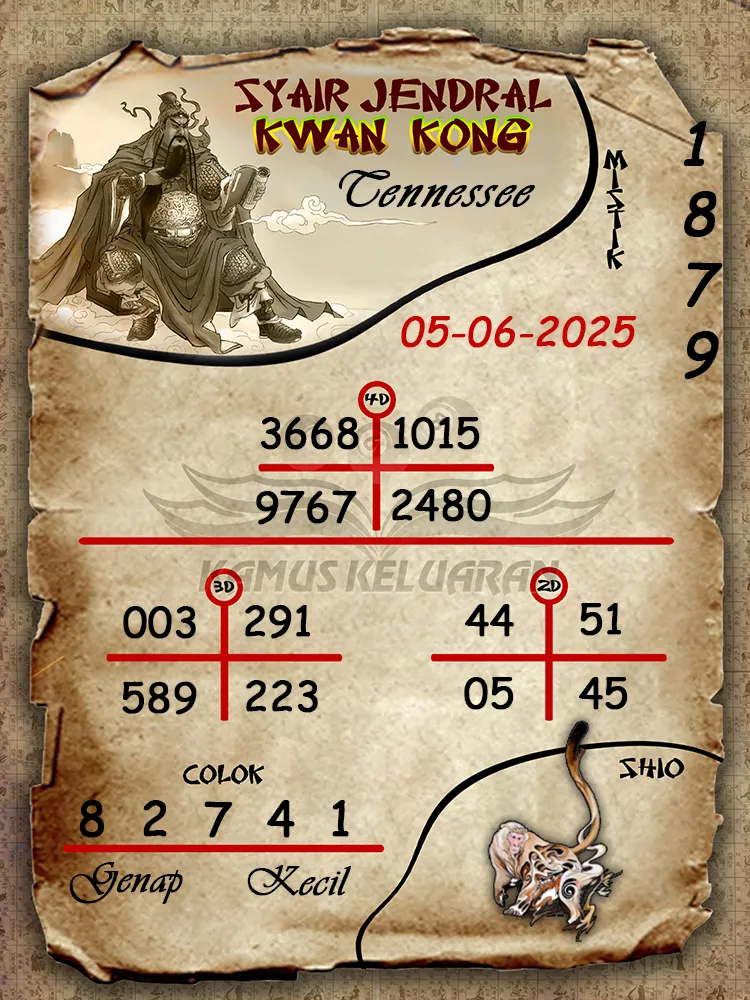 syair jendral kwan kong tennessee 05 06 2025