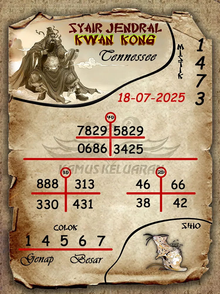 syair jendral kwan kong Tennessee 18 07 2025
