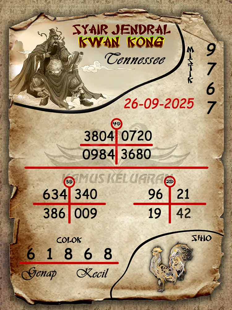 Syair jendral kwan kong Tennessee 26 09 2025