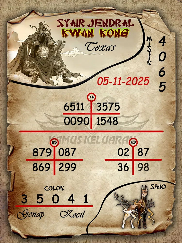 Syair Jendral Kwan Kong Texas 05 11 2025