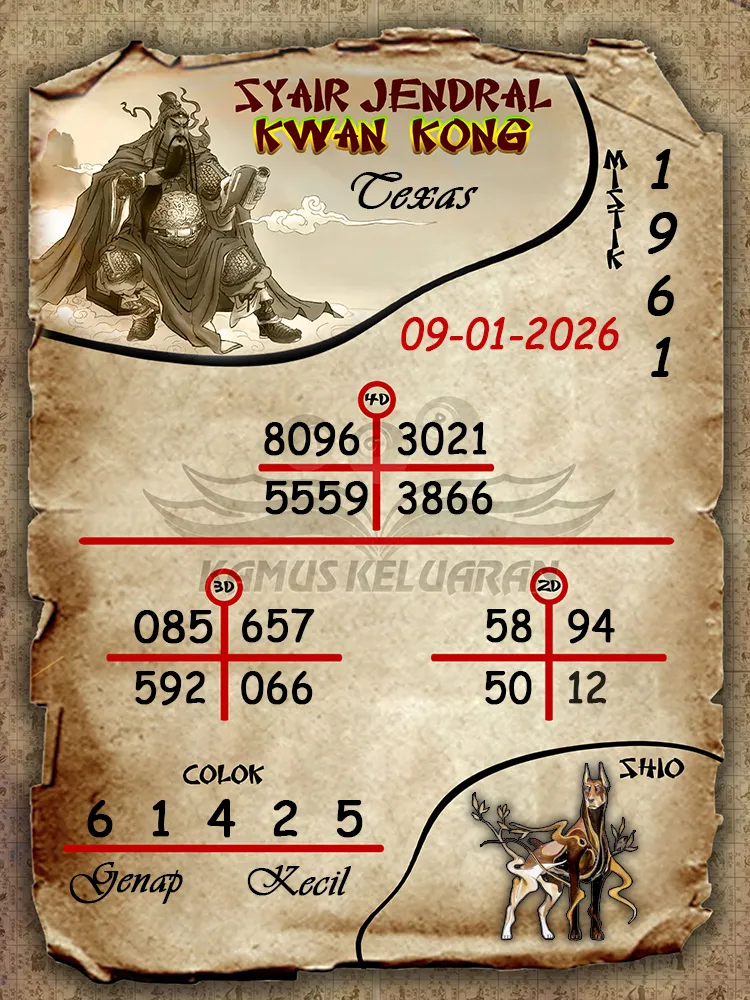 Syair Jendral Kwan Kong Texas 09 01 2026