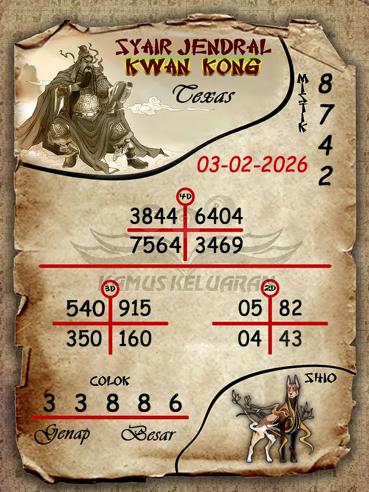 Syair Jendral Kwan Kong Texas 03 02 2026