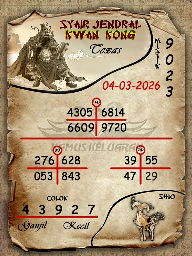 Syair Jendral Kwan Kong Texas 04 03 2026