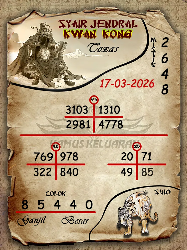 Syair Jendral Kwan Kong Texas 17 03 2026