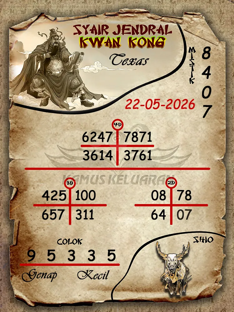 Syair Jendral Kwan Kong Texas 22 05 2026