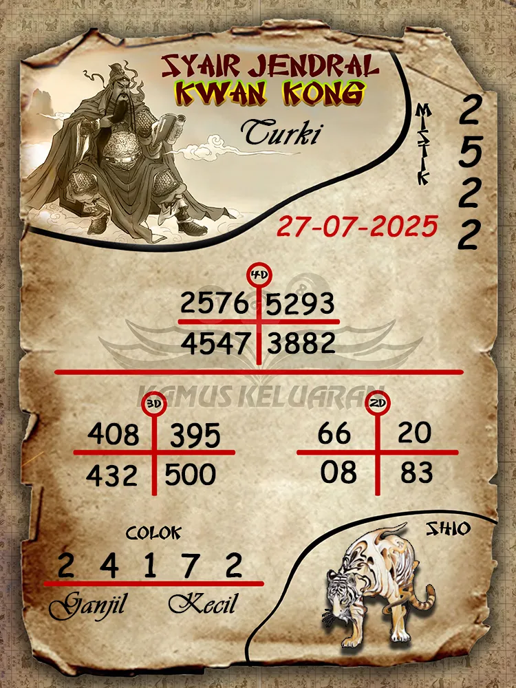 syair jendral kwan kong Turki 27 07 2025