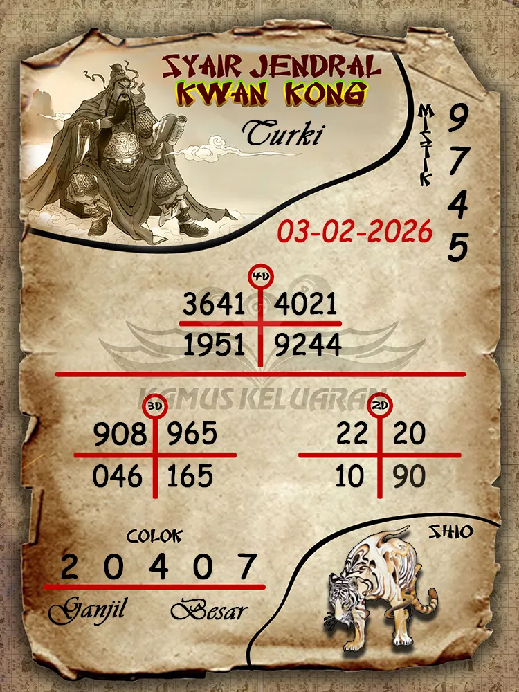 Syair Jendral Kwan Kong Turki 03 02 2026