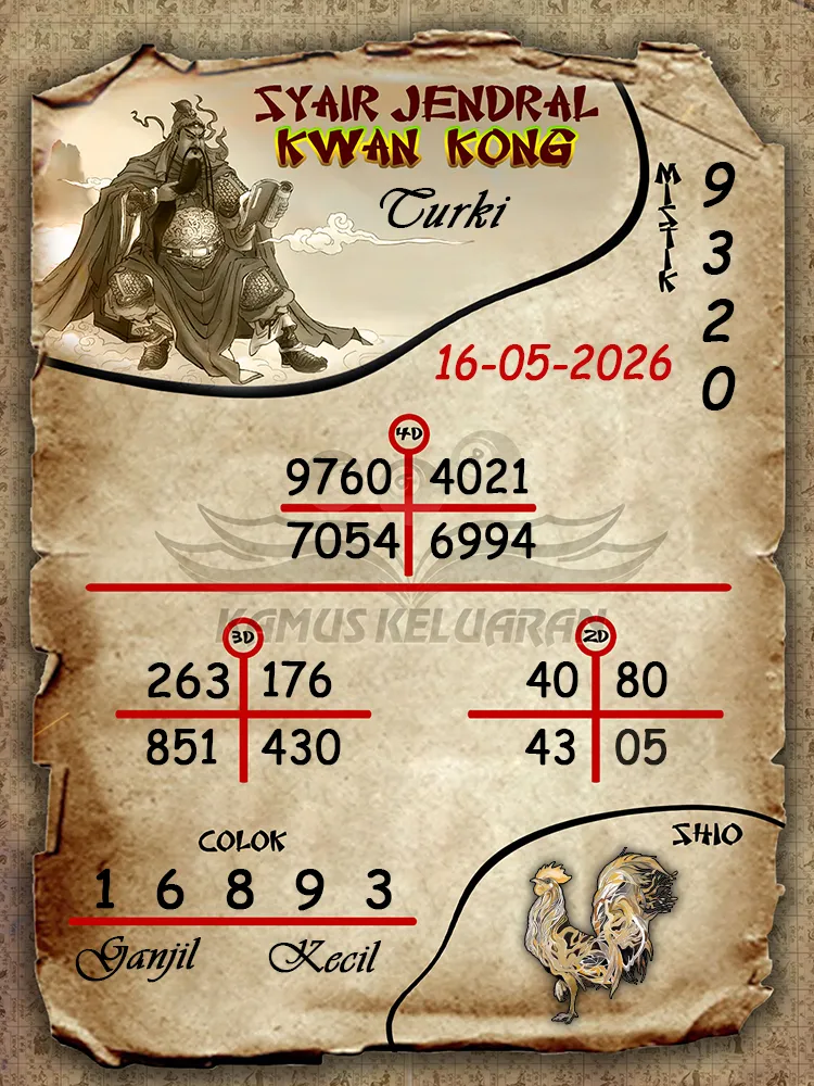 Syair Jendral Kwan Kong Turki 16 05 2026