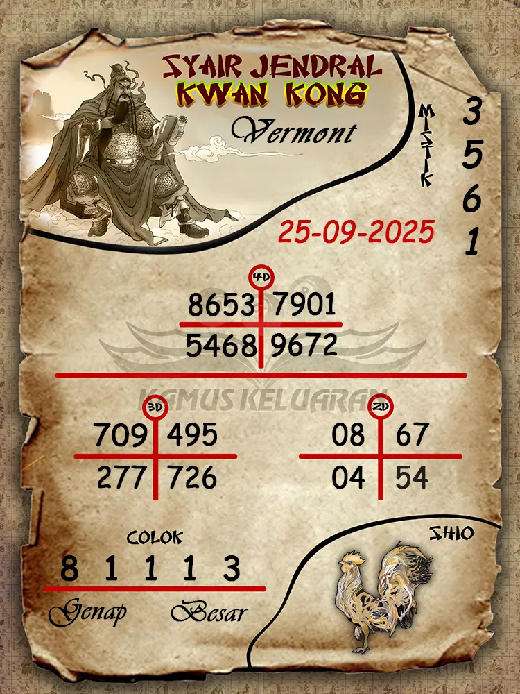 syair jendral kwan kong Vermont 25 09 2025