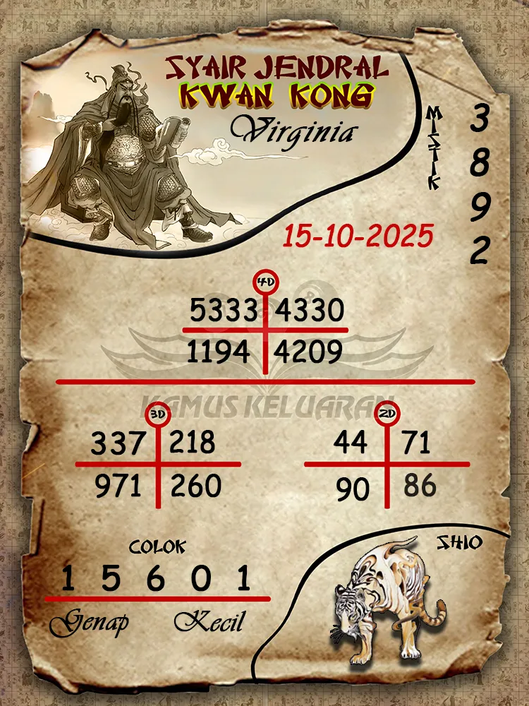 Syair Jendral Kwan Kong Virginia 15 10 2025