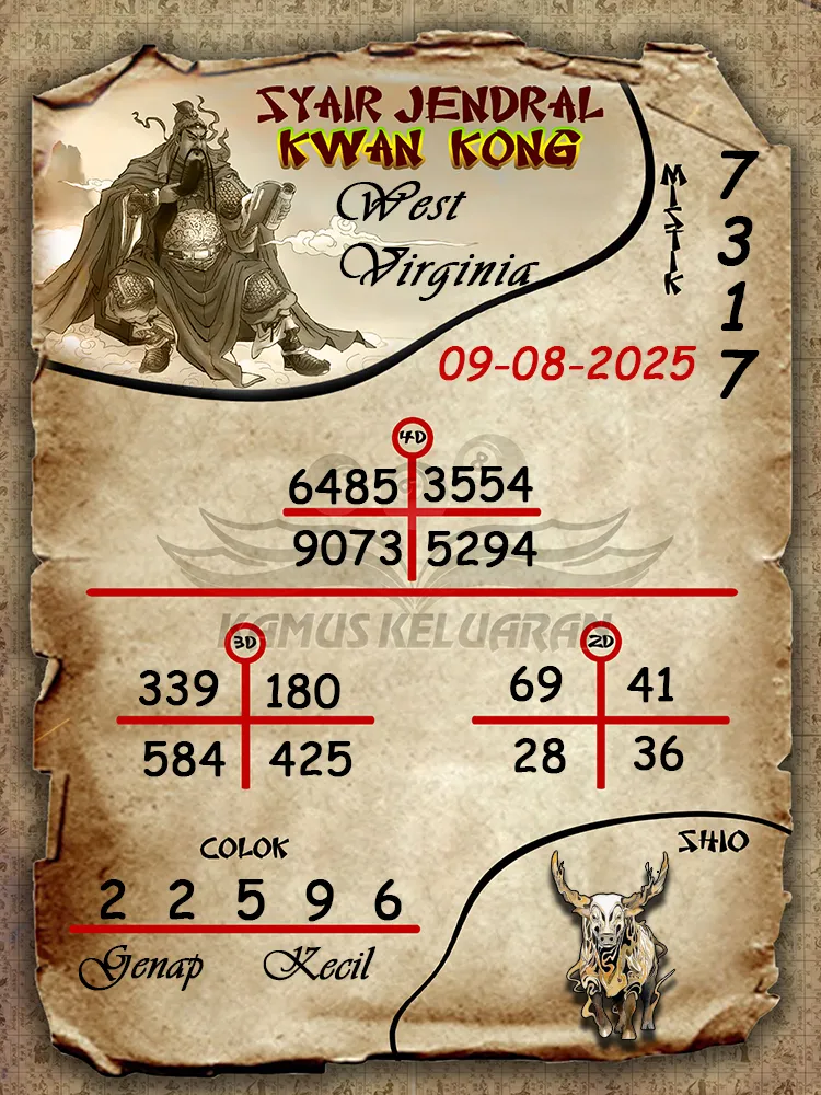syair jendral kwan kong West Virginia 09 08 2025